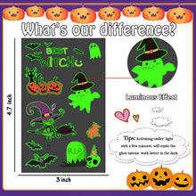 Carica l&#39;immagine nel visualizzatore di Gallery, Leesgel Halloween Decorazioni, 10 Fogli Fluorescenti Tatuaggi per Bambini Scheletro/Strega/Zucche/Fantasma, Adesivi Gadget Festa Compleanno Accessori Party