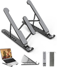 Carica l'immagine nel visualizzatore di Gallery, APMIEK Supporto PC Portatile 8 Livelli Regolabile, Laptop Stand Pieghevole Plastica+Alluminio Rialzo PC Portatile Stabile Ventilato Supporto Notebook per MacBook Air/Pro,Dell,HP, 10-15.6 Pollici