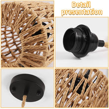 Carica l'immagine nel visualizzatore di Gallery, Lampadario Rattan, Lampada a Sospensione Boho Con Paralume E27