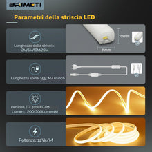 Carica l'immagine nel visualizzatore di Gallery, BRIMETI Striscia COB LED Luce 220V 2M Blanc Chaud 3000K Impermeabile IP65 LED Neon Nastro Alta Luminosità 320LED/m Fless