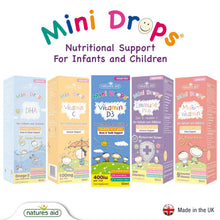 Carica l'immagine nel visualizzatore di Gallery, Natures Aid Mini Drops Vitamina D3 50ml per Neonati e Bambini, Supporto per Ossa, Denti e Sistema Immunitario, Senza Zuc