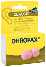 Carica l'immagine nel visualizzatore di Gallery, OHROPAX Tappi per le orecchie Classic – Tappi per le orecchie per la protezione da rumore, umidità e vento, realizzati i