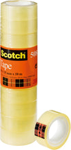 Carica l'immagine nel visualizzatore di Gallery, Scotch Nastro Adesivo 3M, Trasparente Acrilico, 15 mm x 10 m, Confezione Torretta da 10 Pezzi