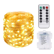Carica l'immagine nel visualizzatore di Gallery, Vicloon Stringa Luci LED, 10M 100 LED Luci Natale Impermeabili con Telecomando, a Batteria, Lampada a Fili di Rame, Luci Decorative per Giardino, Casa Feste, Halloween, Matrimonio