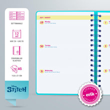 Carica l&#39;immagine nel visualizzatore di Gallery, Grupo Erik: Diario Scuola 2024 2025 Stitch, Agenda settimanale A5 12 mesi, 14,8x21 cm, Agenda Disney Stitch 2024 2025, Diario Stitch 2024-2025, Cancelleria Stitch