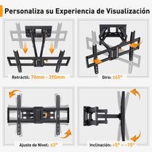 Carica l'immagine nel visualizzatore di Gallery, Perlegear Supporto TV Parete da 37-82 Pollici, Staffa TV Girevole Inclinabile ed Estendibile, Braccio Ultra Resistente Fino 60kg, VESA 200x100-600x400mm
