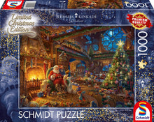 Carica l'immagine nel visualizzatore di Gallery, Schmidt Spiele 59494 - Puzzle "Thomas Kinkade, Babbo Natale e i suoi gnomi", edizione limitata, 1000 pezzi, multicolore