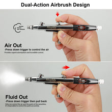 Carica l'immagine nel visualizzatore di Gallery, Kit Aerografo a Doppia Azione – Pistola Airbrush con Ugelli da 0,2mm/0,3mm/0,5mm, Tazze da 10cc/20cc/40cc, Tubo Aria e Set di Pulizia – Perfetto per Pittura, Nail Art e Tatuaggi