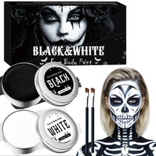 Carica l&#39;immagine nel visualizzatore di Gallery, Halloween Trucco Bianco e Nero, 50g x 2Pezzi Pittura del Viso Corpo, Trucca Bimbi Viso, Truccabimbi, Impermeabile e di Lunga Durata, Adatto per il Trucco Teatrale, Halloween, Carnevale