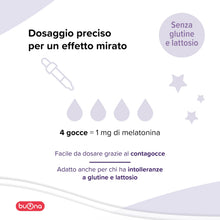 Carica l'immagine nel visualizzatore di Gallery, Buona Circadiem Melatonina Bambini Gocce 20 ml, Melatonina Pura al 99%, Contribuisce alla Riduzione del Tempo Richiesto 