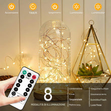 Carica l'immagine nel visualizzatore di Gallery, Auting Catena LED Rame 10m 100 LED Telecomando Timer IP65