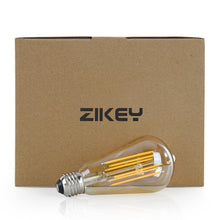 Carica l'immagine nel visualizzatore di Gallery, ZIKEY Lampadina LED E27, 10W (Equivalente a 100W), ST64 Stile Vintage Edison, Luce Bianco Caldo 2700K, 1000lm, Vetro Amb