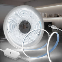 Carica l'immagine nel visualizzatore di Gallery, KSIBNW Striscia LED COB 5V USB, Bianco Freddo 6000K 1M Luci LED Autoadesivo Tubo Dimmerabili Strisce Larghezza 8mm Fless