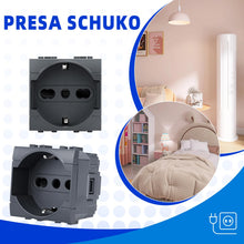 Carica l'immagine nel visualizzatore di Gallery, Voltix 2 Pezzi Prese Schuko da Muro 2P+T 16A Compatibili con BTicino Living Light e Living International, Nero - Placche