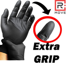 Carica l'immagine nel visualizzatore di Gallery, R MOVE 100 guanti monouso in nitrile neri taglia S, EXTRA RESISTENTI +60% di spessore in più al dito rispetto al 3,5 gr,