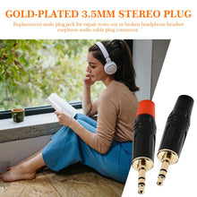 Carica l'immagine nel visualizzatore di Gallery, 2 Pezzi Spina a Saldare Audio da 3.5mm, Spina Maschio Stereo a 3 Poli TRS, per Cuffie, Altoparlanti, Microfoni