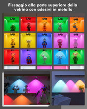 Carica l'immagine nel visualizzatore di Gallery, Gerbala Vetrina RGB Ricaricabile USB,Luci Led Senza Filo con Telecomando, Funzione Temporizzazione, 12 Multicolore, Luce