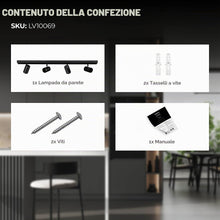 Carica l'immagine nel visualizzatore di Gallery, Ledvion Faretto LED Soffitto Nero 4 luci Rettangolare GU10 senza lampadina