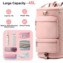 Carica l'immagine nel visualizzatore di Gallery, Bibykivn Borsone Palestra Donna Uomo 45L, Borsa da Palestra Divisorio Bagnato e Asciutto, Borsa da Viaggio con Scomparto per Scarpe e Tasca Bagnata per Palestra Sport Viaggi Nuoto Vacanze (Rosa)