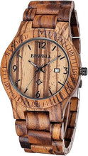 Carica l'immagine nel visualizzatore di Gallery, Alienwork Bewell Orologio Uomo Donna Eco Legno Naturale Zebrano