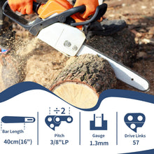 Carica l'immagine nel visualizzatore di Gallery, 3Pcs Catena per Motosega 16Pollici (40cm), 57 Maglie, Passo 3/8", Spessore 0.050" (1,3mm), Catena di Ricambio per Motose