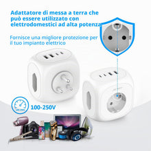 Carica l'immagine nel visualizzatore di Gallery, Adattatore da Viaggio JSVER per India con 4 porte USB,Adattatore cubo con presa indiana,adattatore da viaggio di tipo D 