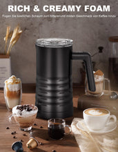 Carica l'immagine nel visualizzatore di Gallery, Montalatte Elettrico, 4 in 1 Montalatte Automatico Cappuccino, 580ML Montalatte in Acciaio per Schiuma di Latte Calda e Fredda, Cioccolata Calda, Cappuccino, Facile da Pulire (Nero)