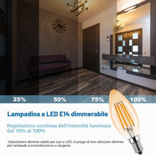 Carica l'immagine nel visualizzatore di Gallery, E14 LED Dimmerabile a Forma di Candela,Lampadina LED a Candela Dimmerabile 4W,Lampadine Vintage Bianco Caldo 2700K,Sosti