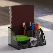 Carica l'immagine nel visualizzatore di Gallery, Detectalia Organizer Scrivania e Portapenne con Cassetto in Rete Metallica e 6 Scomparti, Nero – Organizzatore Portaoggetti Multifunzione per Penne, Note, Clip e Cucitrici, per Ufficio e Casa