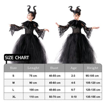 Carica l&#39;immagine nel visualizzatore di Gallery, Malefica Costume da Regina per bambine, Strega Cattiva Halloween, Abiti Tutu Principessa, Gonna Tulle Festa a Tema, Vestito Carnevale, Natale, Cosplay (XL 135-155 cm)