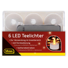 Carica l'immagine nel visualizzatore di Gallery, Idena 38204 - Candele da tè a LED, 6 pezzi, candele elettriche con luce tremolante, con telecomando, batterie incluse, d