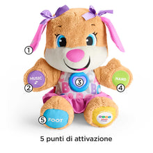 Carica l'immagine nel visualizzatore di Gallery, Fisher-Price, la Sorellina del Cagnolino Smart Stages Ridi &amp; Impara, Morbido Peluche Educativo per Imparare le Prime Parole, con 75+ Canzoni, Luci e Melodie, Versione italiana, FPP54