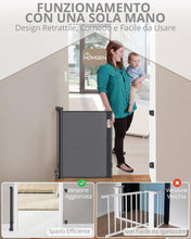 Carica l'immagine nel visualizzatore di Gallery, HOMGEN Cancelletto per Bambini Estensibile 0-180cm Cancello per Scale Retrattile Durevole Alto 86 cm Cancello Retrattile per Bambini Cancelletto di Sicurezza per Cani Cancello Retrattile Antistrappo