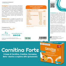 Carica l'immagine nel visualizzatore di Gallery, Sanavita Carnitina Forte, Formula completa + Creatina, Carnosina, Beta-alanina per sostegno attività fisica - 14 bustine