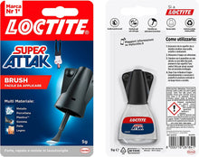Carica l&#39;immagine nel visualizzatore di Gallery, Loctite Super Attak Brush, Colla Liquida Trasparente con pennello, Super colla per applicazioni precise, Colla per legno, gomma, metallo, ceramica, legno, cuoio e pelle, 1x5g