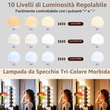 Carica l'immagine nel visualizzatore di Gallery, Jinlaili Luci da Specchio, 10 Lampadine Dimmerabili, Luci da Specchio a LED in Stile Hollywoodiano, Lampade da Toeletta,