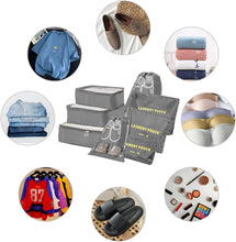 Carica l'immagine nel visualizzatore di Gallery, BillyBath Set di organizer per valigie, 8 in 1, organizer da viaggio, per vestiti, scarpe, cosmetici, colore grigio