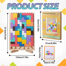 Carica l'immagine nel visualizzatore di Gallery, 3D di Legno Tetris, Cervello Giocattoli con 41 Colorato Blocchi Geometrici, Intelligenza Jigsaw Rompicapo, Regali Educat