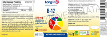Carica l'immagine nel visualizzatore di Gallery, LongLife® B12 1000 mcg | Vitamina B12 | Formula esclusiva sublinguale ad alto dosaggio | Elevato assorbimento | 2 mesi di trattamento | 60 tavolette | Vegano e senza glutine