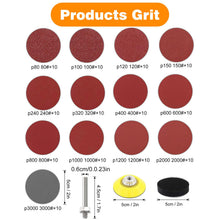 Carica l'immagine nel visualizzatore di Gallery, KONGMING 130 Pezzi Dischi Abrasivi 50mm Dischi Carta Abrasiva Grana 80 100 120 150 240 320 400 600 800 1000 1200 2000 30
