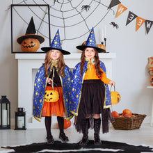 Carica l'immagine nel visualizzatore di Gallery, Mantello da Strega con Cappello, Mantello da Strega di Halloween con Cappello Mago, Strega Mantelli per Bambini Costume 