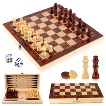 Carica l&#39;immagine nel visualizzatore di Gallery, talifoca 3 in 1 Scacchiera in Legno, Scacchiera Pieghevole Chess Board Set, pieghevole portatile set scacchiera, per bambini adulti festa di viaggio 29x29 cm