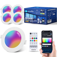 Carica l'immagine nel visualizzatore di Gallery, Aigostar Faretti LED da Incasso per Cartongesso 6W, Smart Bluetooth Mesh Lampada da Soffitto, RGB Dimmerabile, Bianco Ca