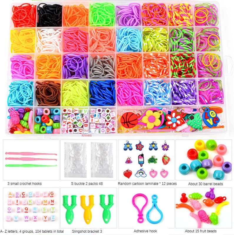 TONZACK 40 Kit Braccialetti Elastici a Griglia,Più Di 2800 Pezzi Braccialetti Colorati,Regali Di Natale Per Bambini Premium Fai-Da-Te,Con Vari Accessori Perline e Telai,In 32 Colori