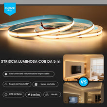 Carica l'immagine nel visualizzatore di Gallery, KSIBNW Striscia LED COB 24V Autoadesiva, 5M Strip Luci Bianco Freddo 6000K 320LEDs/M Flessibile Strisce LED Larghezza 8m