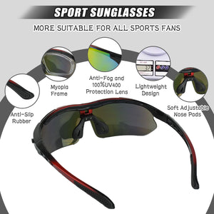 Auptiz Occhiali da sole polarizzati, polarizzati, con 5 lenti intercambiabili, per uomo e donna, UV400, per sport all'aria aperta, pesca, ciclismo, corsa