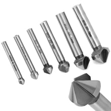 Carica l'immagine nel visualizzatore di Gallery, QWORK® 6 Pezzi Svasatore 90°, 6.3-20.5 mm Punta da Trapano in Acciaio HSS, per Metalli, Legno e Plastica