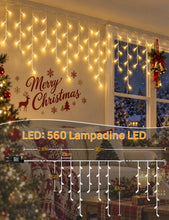 Carica l'immagine nel visualizzatore di Gallery, Tenda Luminosa Natale 20M 560 LED Bianco Caldo Telecomando