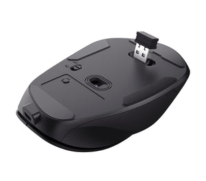 Trust Fyda Mouse Wireless Ricaricabile, Design Sostenibile, 800-2400 DPI, 6 Pulsanti, 2,4 GHz, Ricevitore USB, Mouse Ergonomico senza Filo per Laptop, PC, Computer, Macbook, Ufficio - Nero