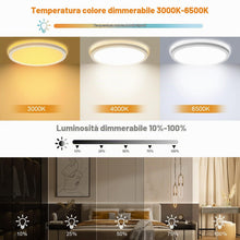 Carica l'immagine nel visualizzatore di Gallery, LEZOE Plafoniera LED Soffitto Dimmerabile con Telecomando, 18W 1800LM Lampada da Soffitto 3000K-6500K Plafoniera Bagno 2